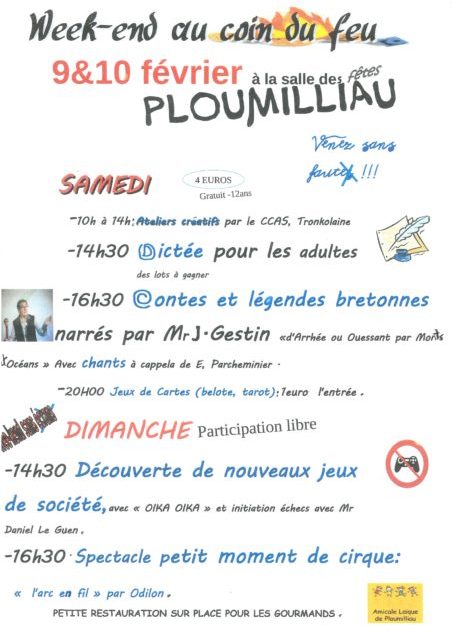 WEEK-END AU COIN DU FEU LES 9 ET 10/02