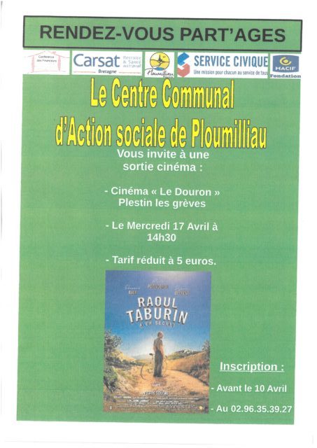 SORTIE CINEMA LE 17/04