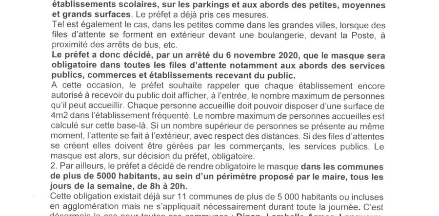 OBLIGATIONS RELATIVES AU PORT DU MASQUE DANS LES CÔTES-D’ARMOR