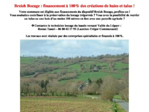Breizh Bocage : financement à 100% des créations de haies et talus !